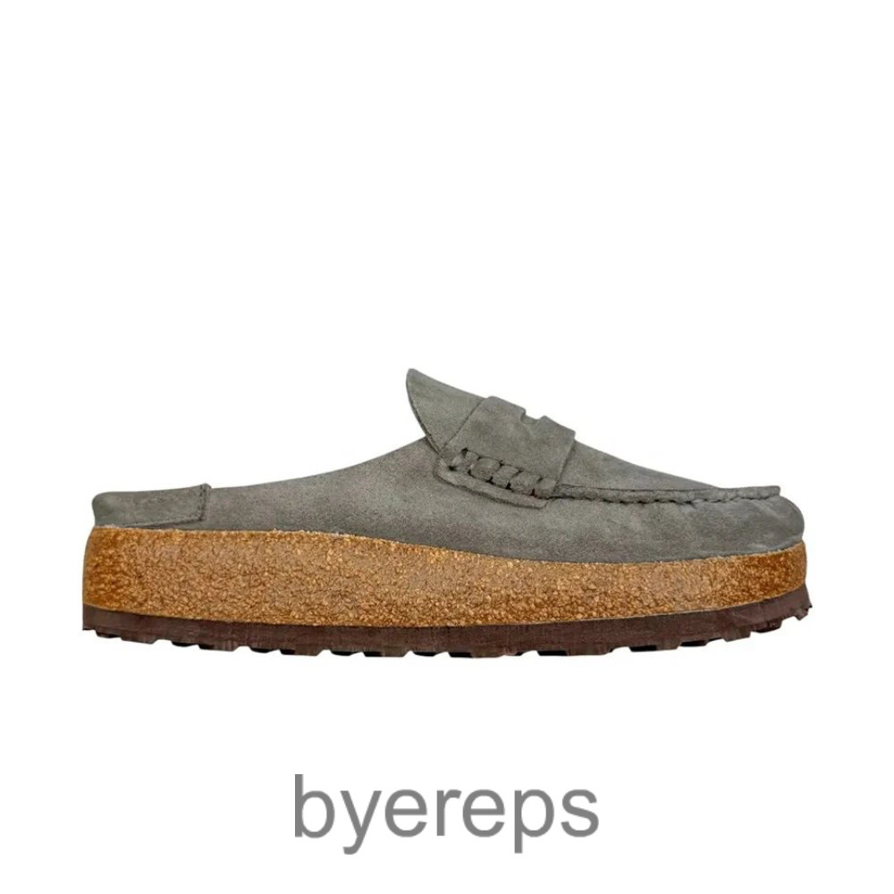 Birkenstock Naples Mule In Taupe Suede Gray
