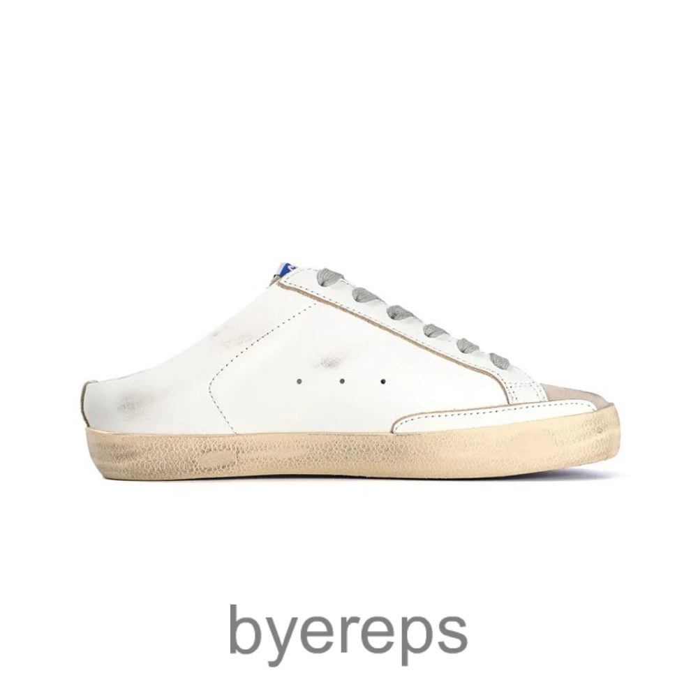 Ggdb Super-Star Sabot White Leather Glitter Star Slip-On