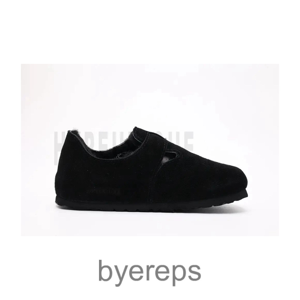 Birkenstock London Shearling Suede Leather Black
