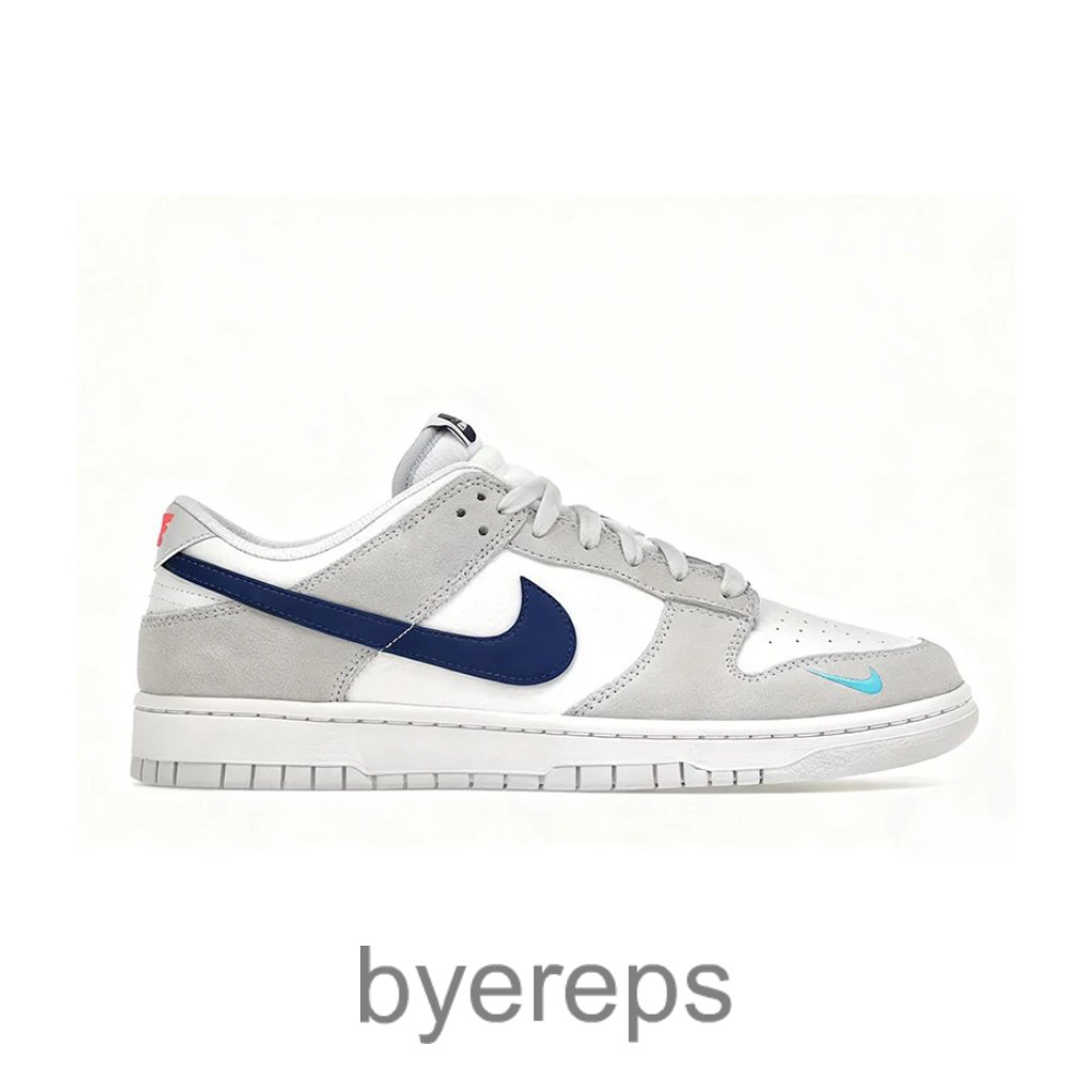 Dunk Low White Grey Navy Aqua Mini Swoosh