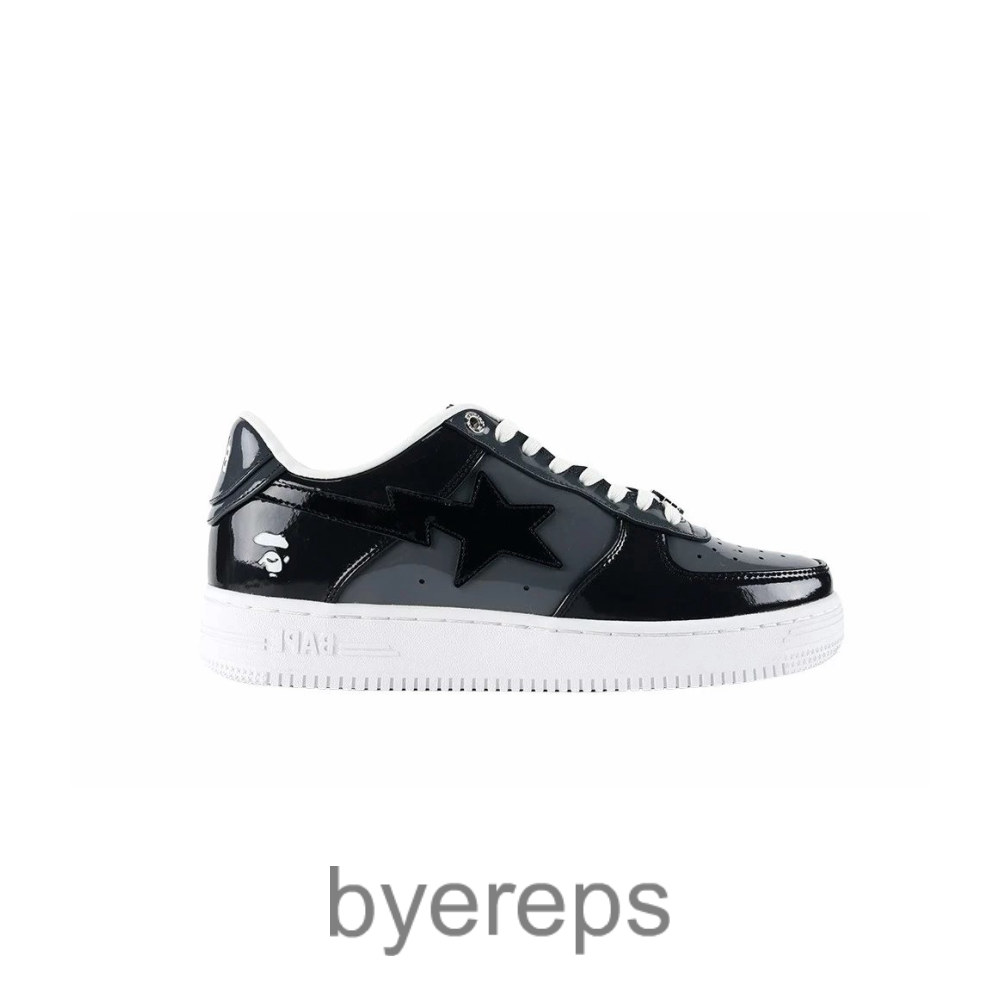 A Bathing Ape Bape Sta Black Leather Shoes