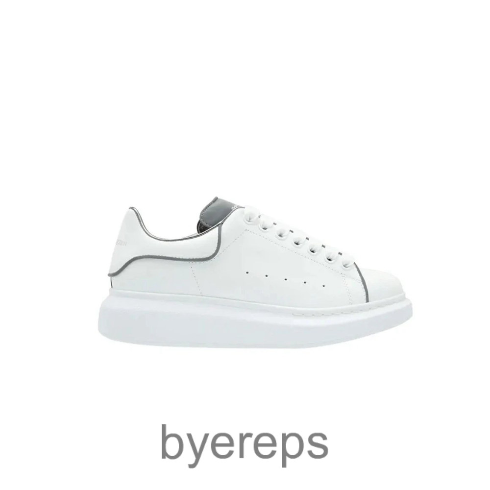 Alexander Mcqueen Leather Platform Trainers Gray White