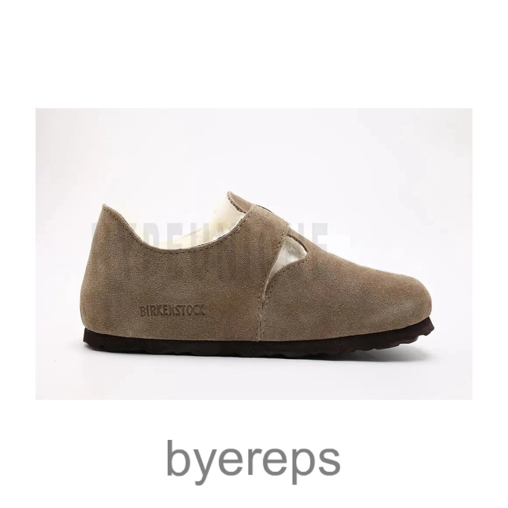 Birkenstock London Shearling Suede Leather Camel