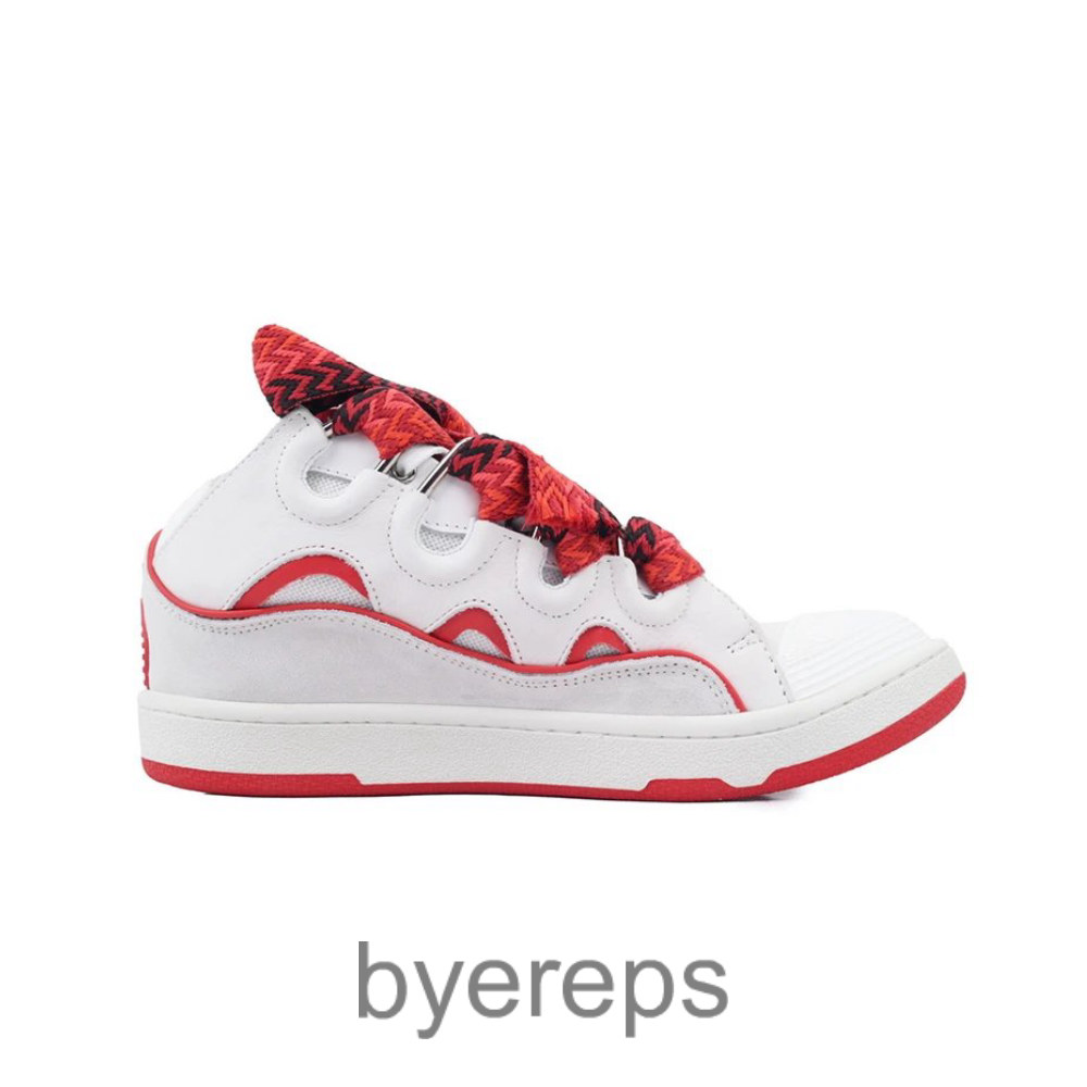 Lanvin Curb Sneakers White Red