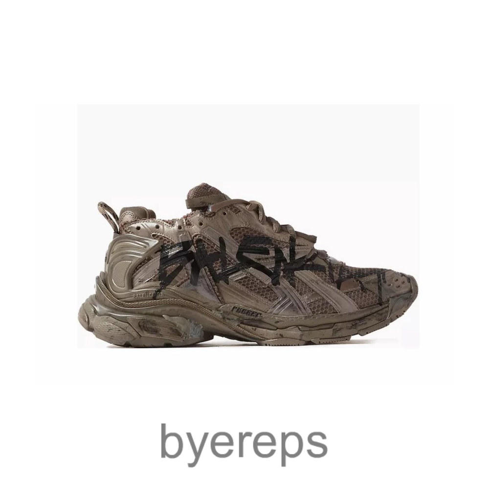 Balenciaga Graffiti Runner Sneakers In Mesh Nylon