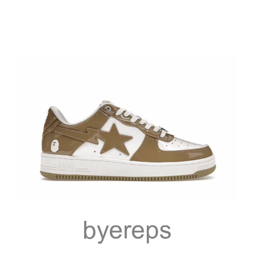 A Bathing Ape Bape Sta Patent Leather White Khaki (2023)