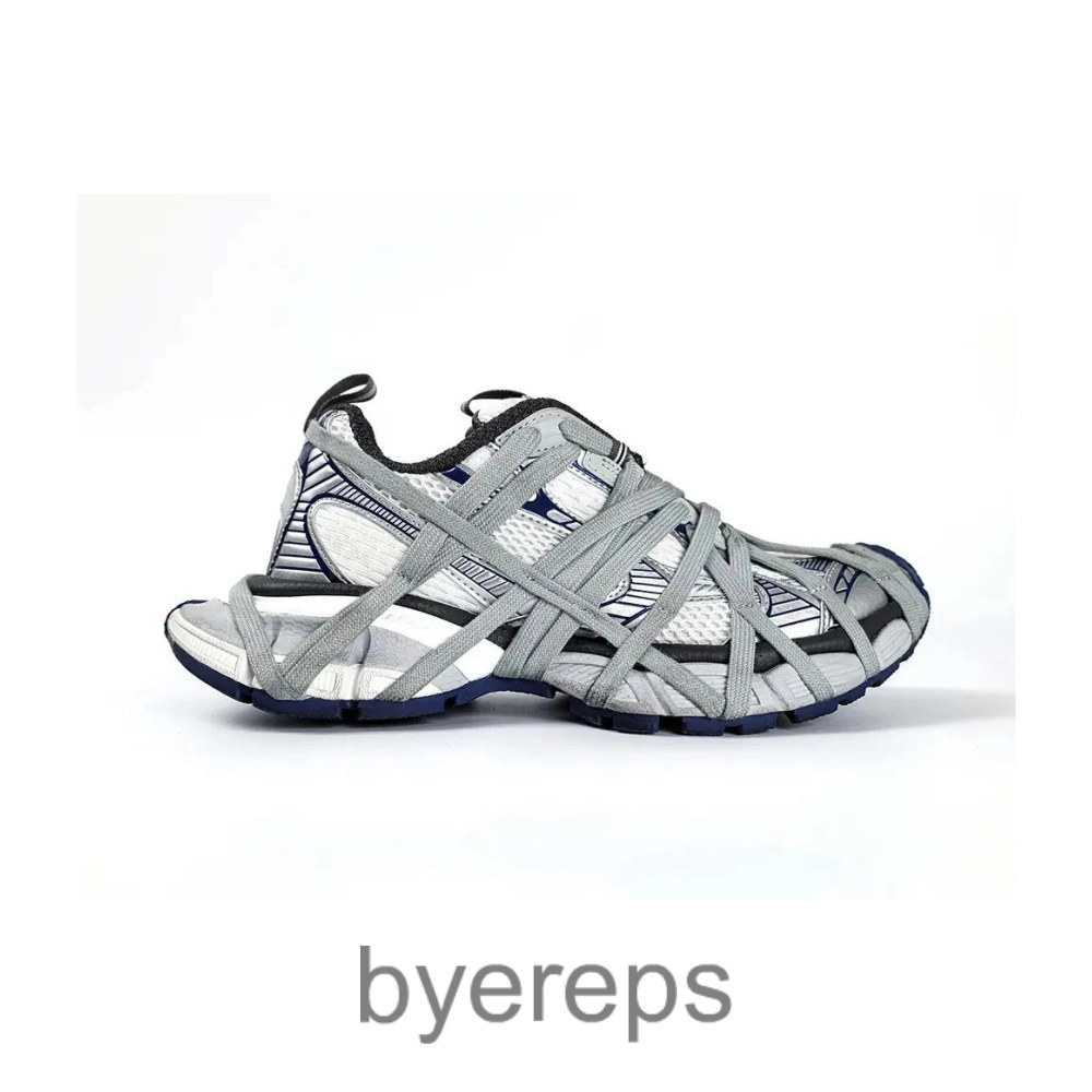 Balenciaga Men’S 3xl Extreme Lace Sneaker In White-Grey-Navy