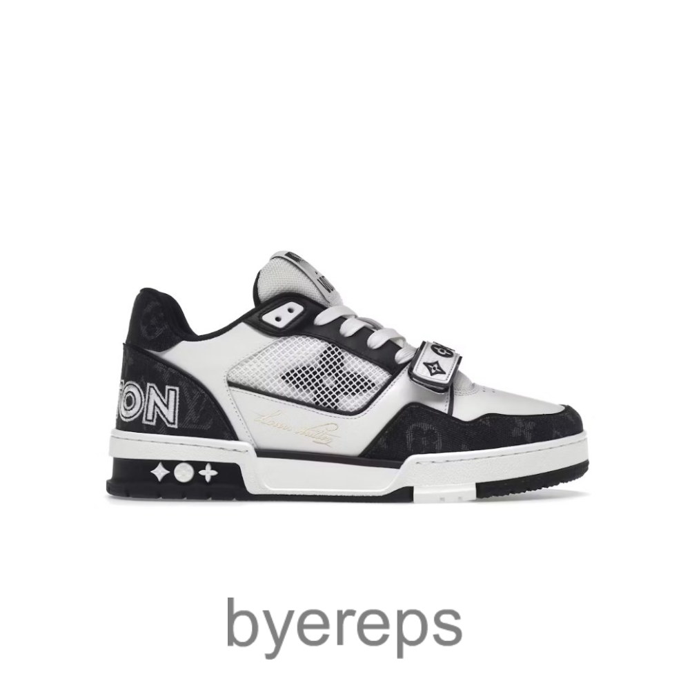 Trainer Velcro Strap Monogram Denim Black White