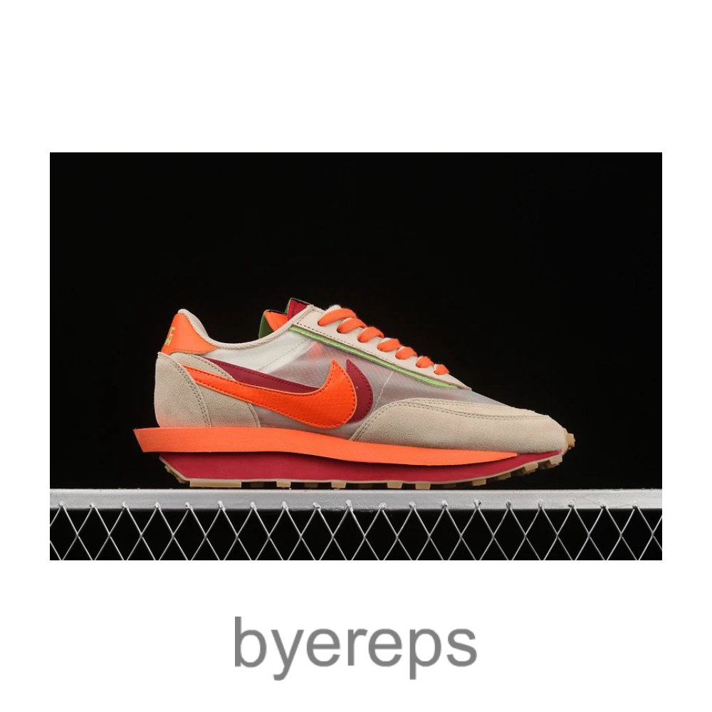 Clot X Sacai X Ldwaffle Net/Orange Blaze-Deep Red-Green Bean