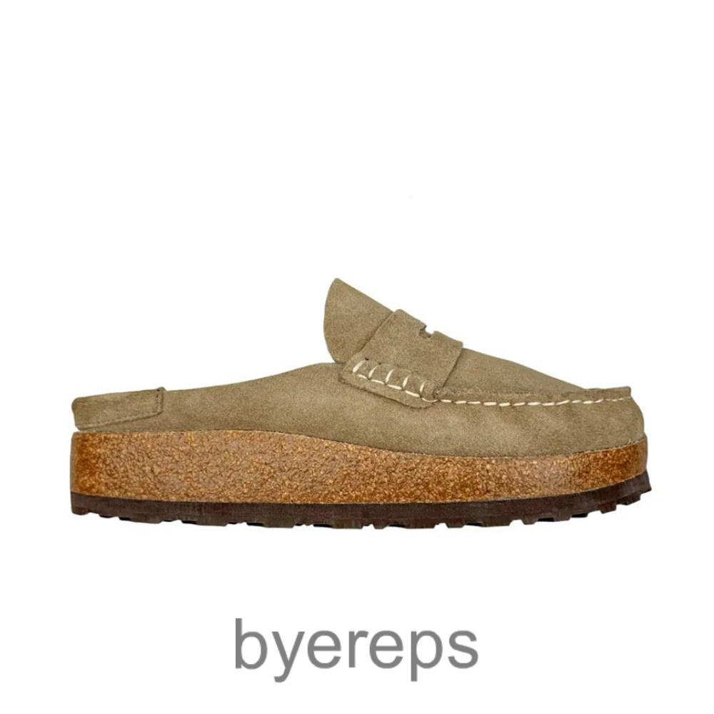 Birkenstock Naples Mule In Taupe Suede Khaki