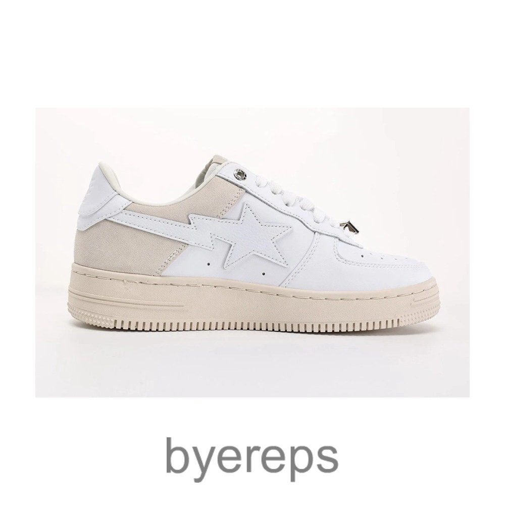 Bapesta Low Suede Heel White